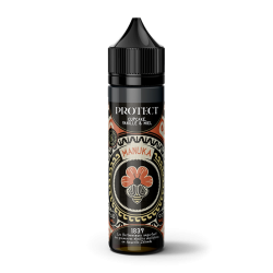 Bouteille d'e-liquide Protect Manuka saveur cupcake, vanille et miel avec un design ornemental noir et or