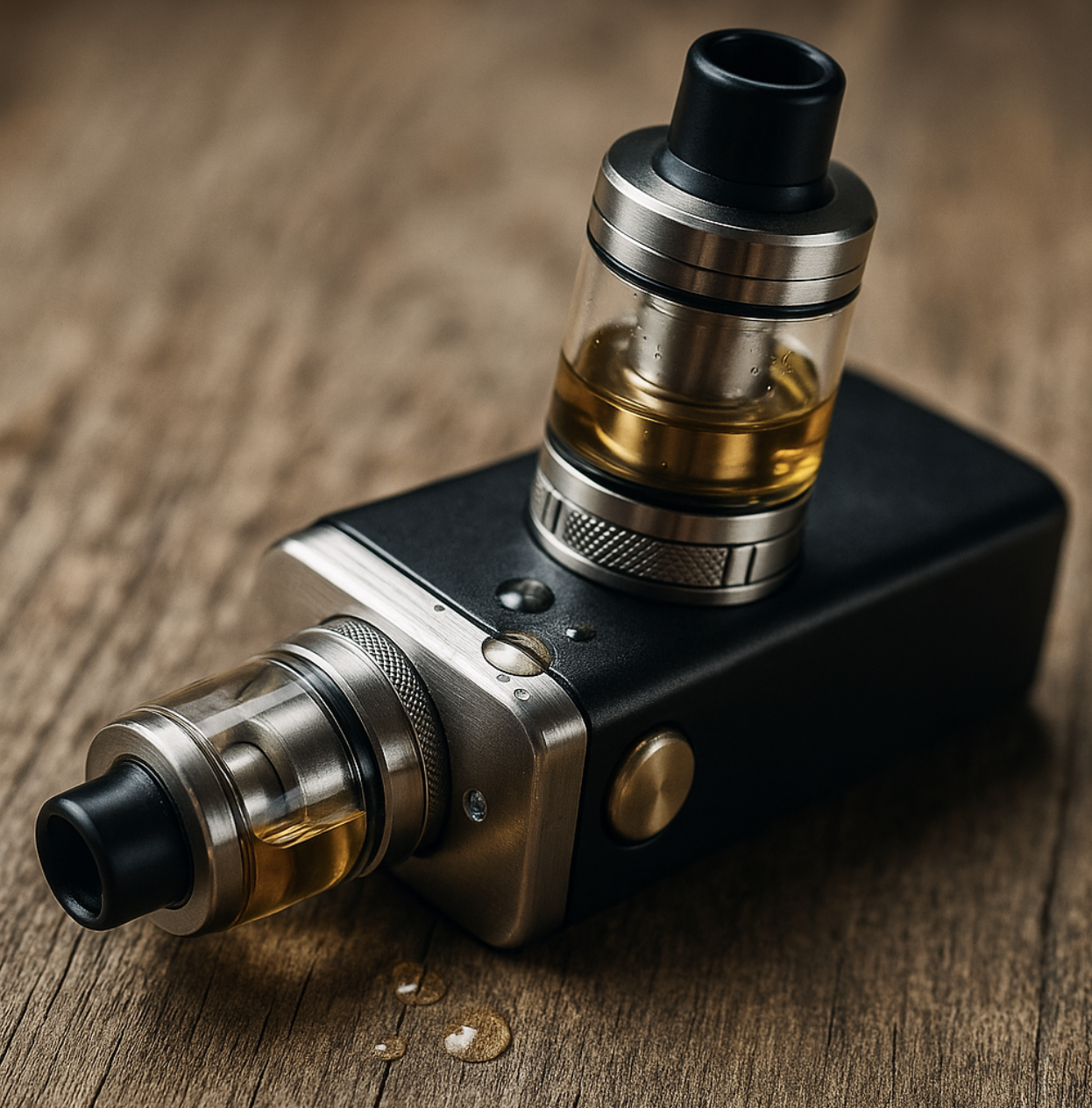 Illustration d'une vapoteuse présentant une fuite d'e-liquide.